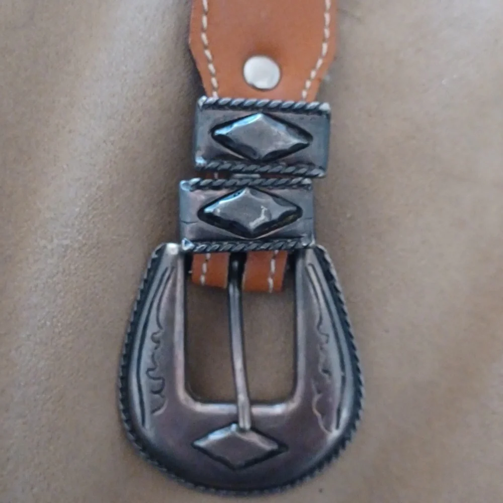 Landrex Vintage Belt brown Western Leather Made In France Y2k country Festival